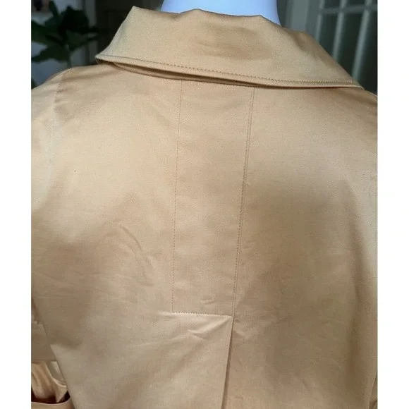 Elie Tahari Blue Label Tunic Blouse M Gold Cotton Blend 3/4 Sleeve V-Neck Top - Picture 4 of 7